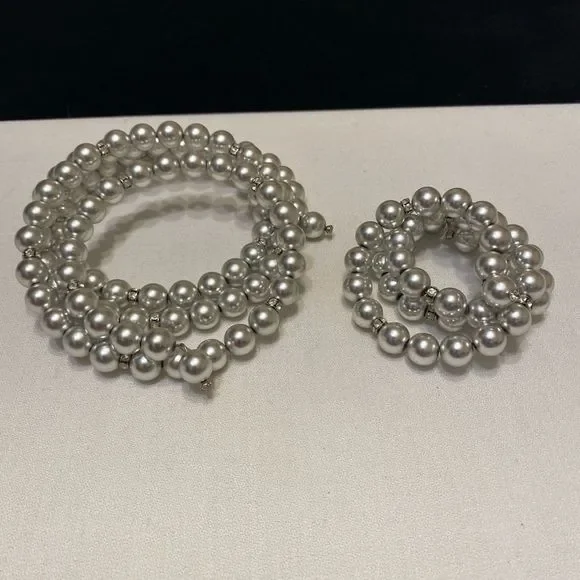 Vintage Silver Ball And Rhinestone Wrap Set - Picture 10 of 12